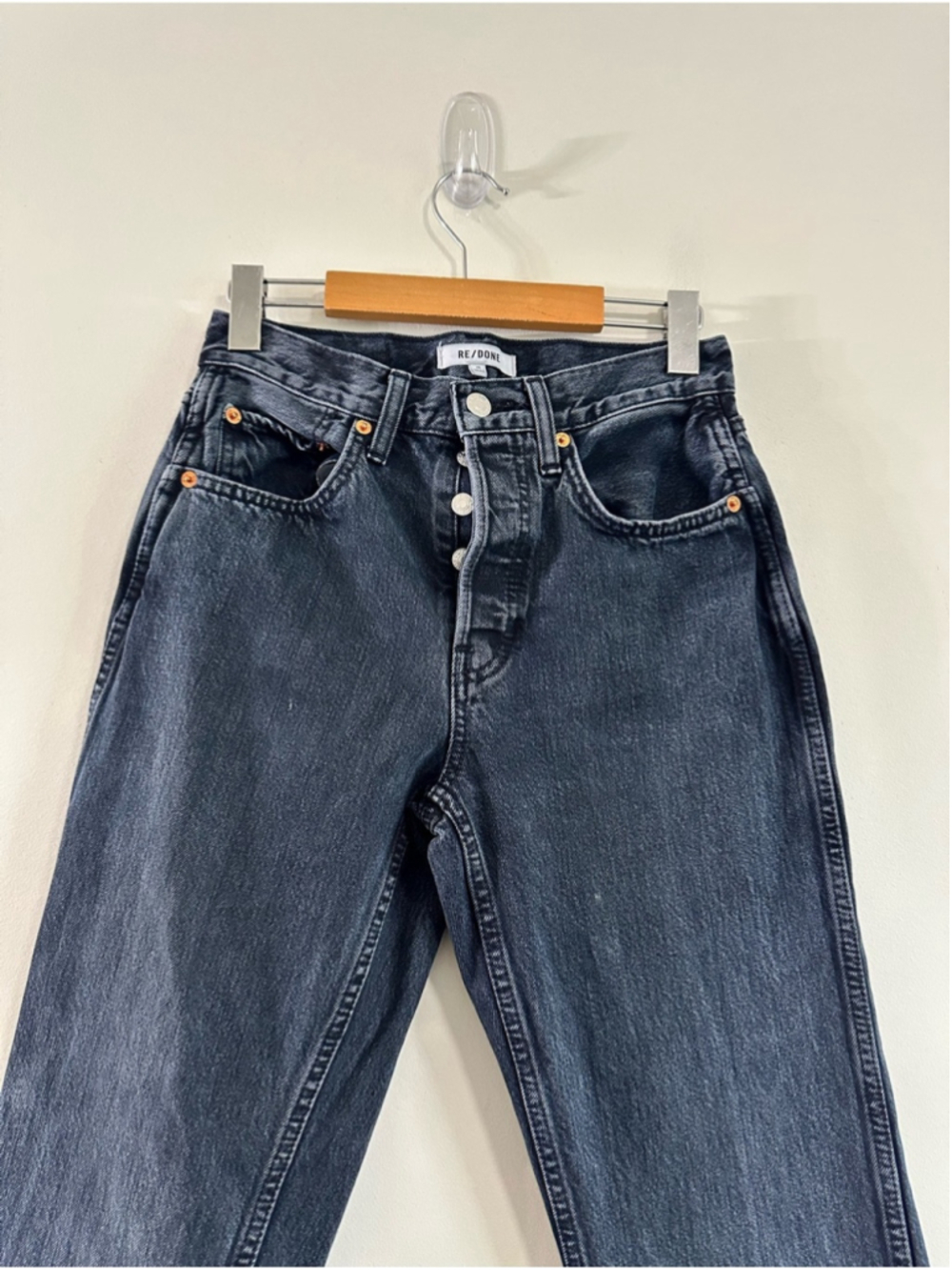 Re/Done High-Rise Loose Long Cuff Jean Size 25 Blacken Blue Aritzia - Picture 9 of 16
